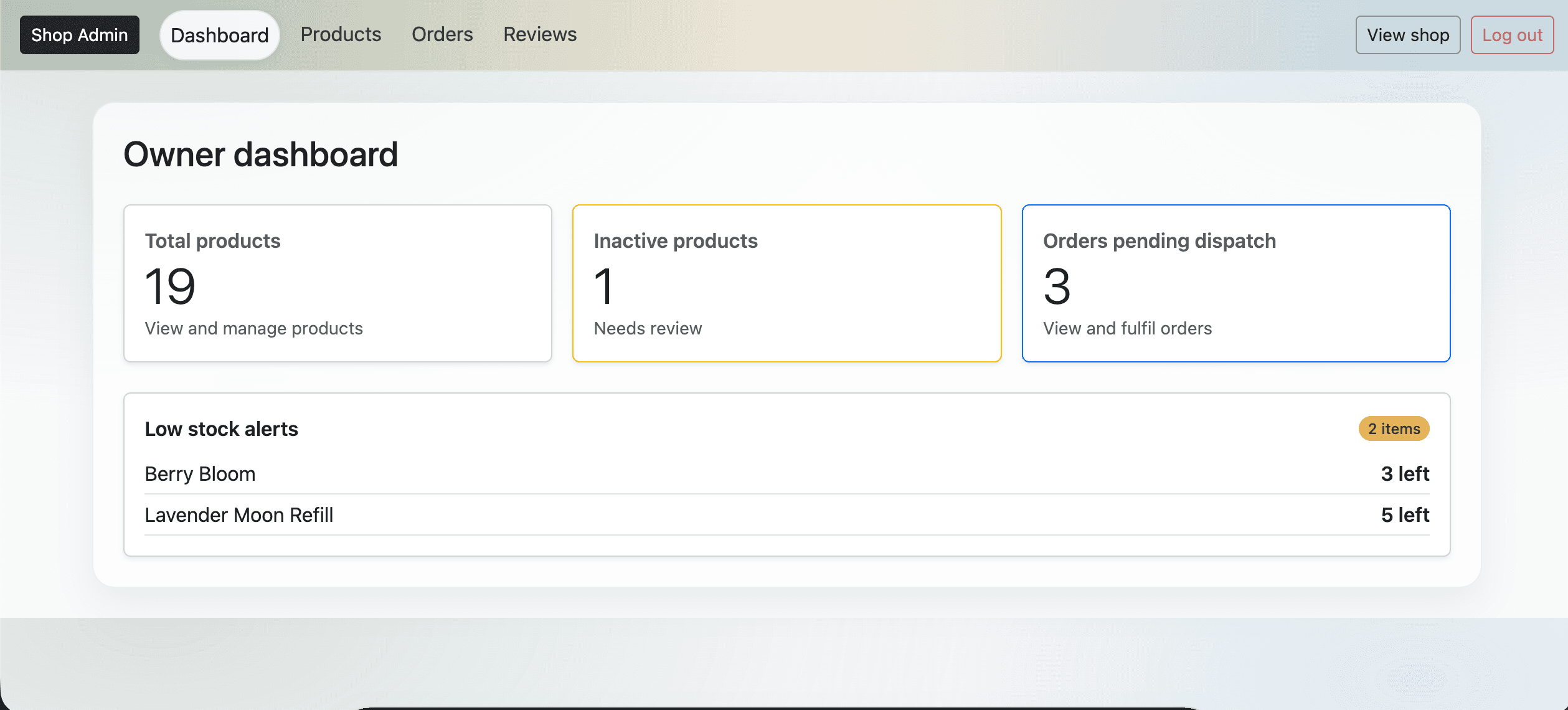 Hailstone Strata admin dashboard preview